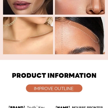 Truth'Key Mousse Bronzer,Matte Cement Brown Nose Shadow Facial Contouring Monochrome Natural Color Rendering 3D Makeup