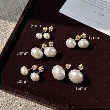 French Simple Pearl Silver Needle Earrings for Women Exquisite Imitation Pearl Elegant Stud Earrings Wedding Party Jewelry