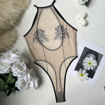 Toucheart Fancy Erotic Bodysuit Skinny Backless All-in-one See-through Body Shaping Seductive Hot Coquette Hollow Private Set