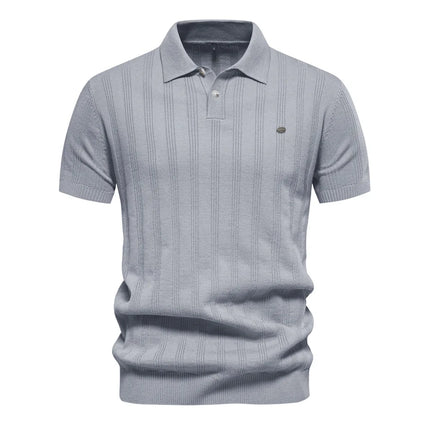 New European size knitted POLO shirts for men, knitted short-sleeved lapel breathable T-shirts.