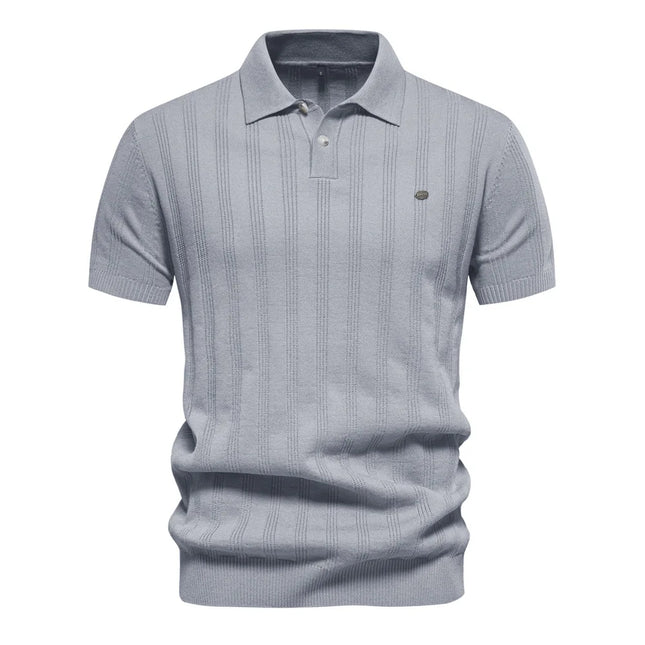 New European size knitted POLO shirts for men, knitted short-sleeved lapel breathable T-shirts.