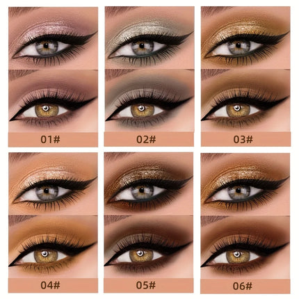 6pcs Liquid Eyeshadow Set,Pearly Glitter Matte Double Ended Eyeshadow,Pearly And Matte Finish,Smooth Delicate Texture Eyeshadow