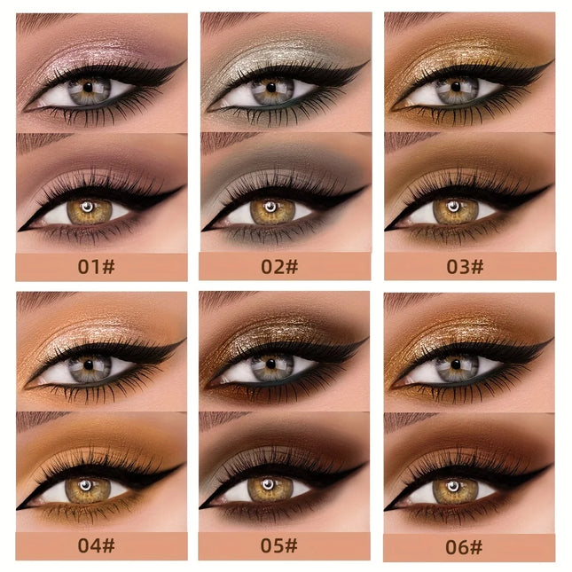 6pcs Liquid Eyeshadow Set, Pearly Glitter Matte Double Ended Eyeshadow, Pearly and Matte Finish, Smooth Delicate Texture Eyeshadow
