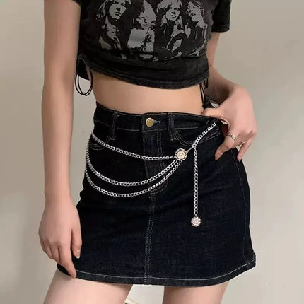 2025 Punk Hip Hop Style All-match Waist Chain Moon Vintage Metal Womans Belt for Dress Vintage High Waist Chain Belt for Women