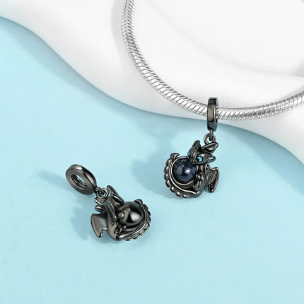 Hot Sale 925 Sterling Silver Cute Panda Beads & Penguin Dangle Charm Fit Snake Bracelet Boutique Necklace Black Pendant Gift