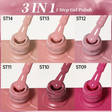UR SUGAR 15ml 1-step Gel Polish 3 IN 1 Gel Nail Polish Pink Colors Nail Art Soak Off LED UV Gel Nail Varnishes For Nail DIY Arts