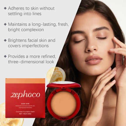 Zephoco Balm Foundation Blemish Cover Moisturizing Skin Brightening Products High Coverage Makeup Concealer Foundation Cream 15g