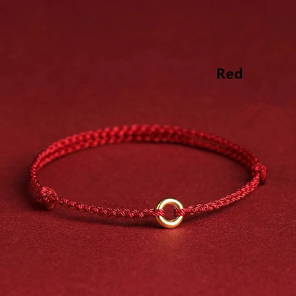 Hand Braided Red Rope Bracelet Copper Lucky Bead Hand Rope Couple Bracelet Simple Buckle Ethnic Original Female Accessory