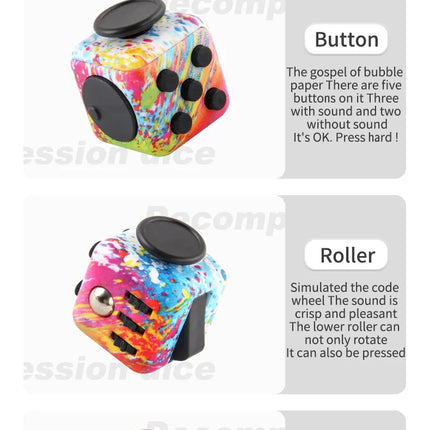 Creative Solid Color Fidget Dice handheld cube Release Stress Autism Anxiety Adult Kids Relief Anti-Stress finger children toys