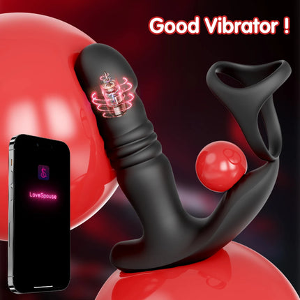 APP Control Vibrator for Men Male Thrusting Vibartor Prostate Massager Delayed Ejaculation Cork Ring Butt Plug Sex Toy for Adult
