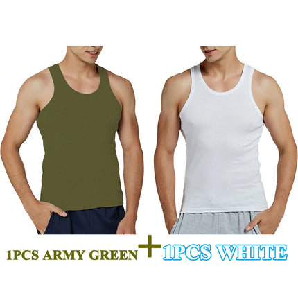 Tank Tops Men New 100% Cotton Solid Vest Mens Slim Casual Breathable Sleeveless Tops Gym Running Undershirt Male Gift Hot Sale
