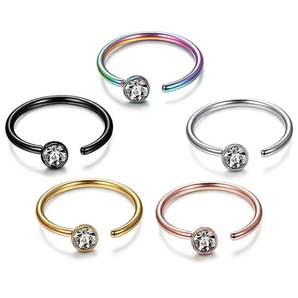 2pcs Hypoallergenic Stainless Steel Cubic Zirconia Round Ball Hoop Earrings Simple School Style Earrings Trendy Ear Jewelry
