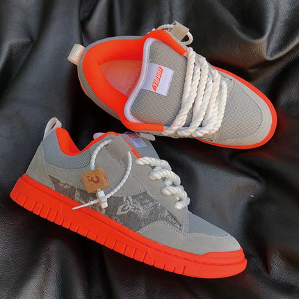 Gray Retro Low-top Thick Tongue Bread Shoes Large Size Men Women Casual Board Shoes Boy Girl Sports Skateboarding Sneakers