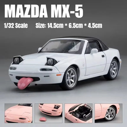 1/32 Mazda MX-5 Miniature Diecast Miata RoadSter Toy Car Model Sound & Light Doors Openable Collection Gift for Children Boy Kid