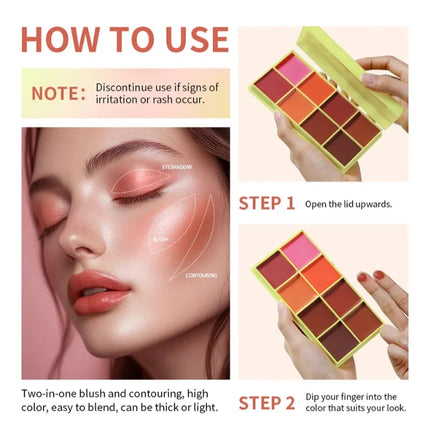  8-Color Eyebrow Cream Blush Curve Case Cream Cosmetics Palette Matte Shimmer Finishes Shadow Tones Long-Lasting Cosmetics
