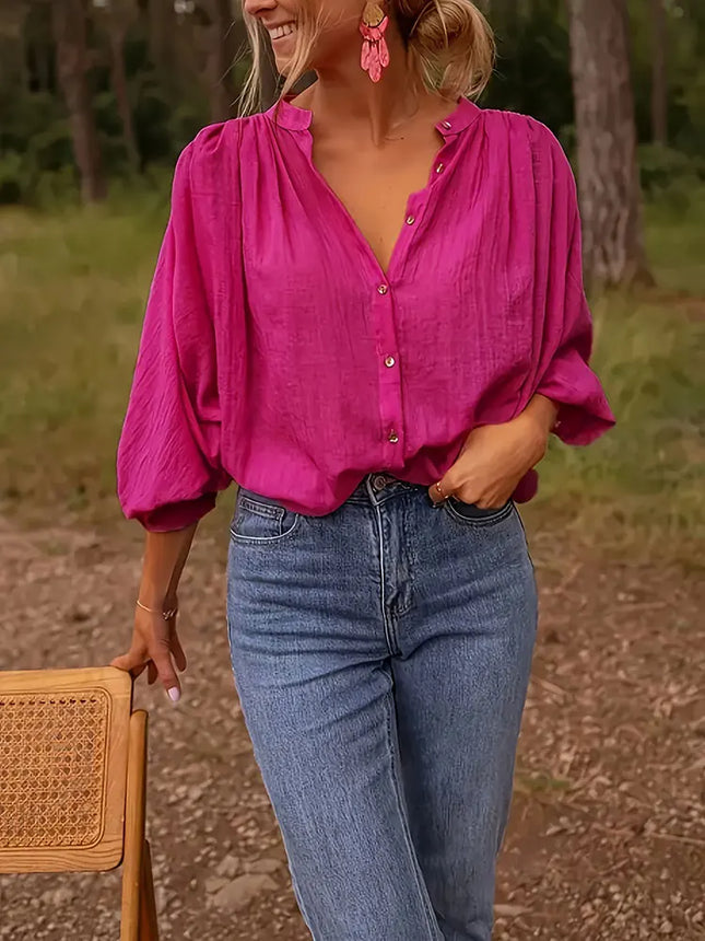 New Elegant Stand-up Collar Long-Sleeve Shirt Plus Size Women's Top Rose Wrinkles French Blouse All Match Female Clothing Office