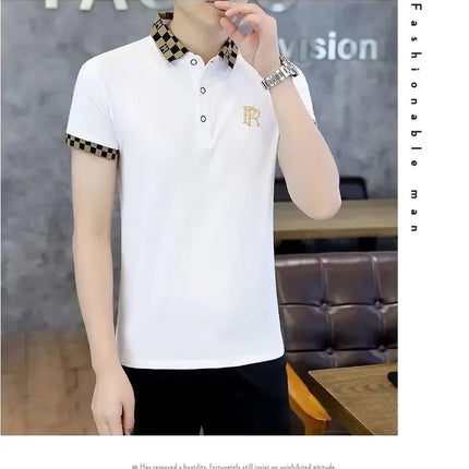 Summer Polo Shirt Men's Short Sleeve T-Shirt Turn-down Collar Casual Half Sleeve Cotton-feel Top 2025 Summer Collection High-end