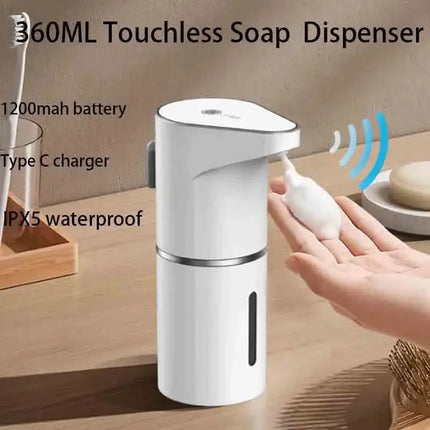 350ML Automatic Sensing Soap Dispenser Type C Multiple Levels Contactless Electric Frother Charging Wall Mounted Vertical