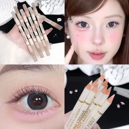 2-in-1 Apricot Pink Matte Under Eye Pencil Aegyo Sal Matte White Highlighter Lying Silkworm Pen Eye Makeup Easy To Use Eyeshadow