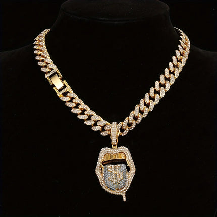 Ice Out chain Dollar Pendant 18inch 45CM plate Cuban Punk Jewelry For Gift Chain For Men And Women Necklace zircon With Hip Hop