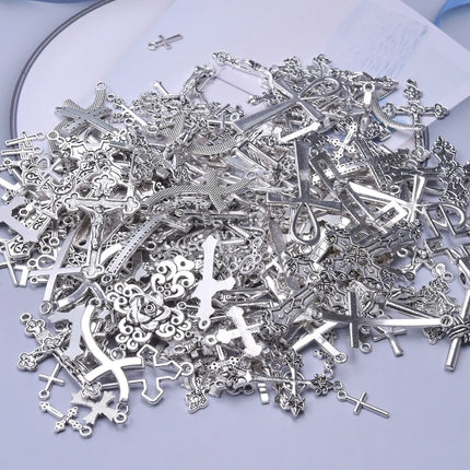 10/20/30pcs/Lot Metal Silver Color Cross Charms For Jewelry Making Supplies Christ Accessories Handmade Women/Men Pendant Charm