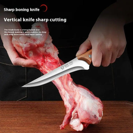 Stainless Steel Fillet Boning Knife Professional Chef's Kitchen Knife Forged Meat Cleaver Fish Slicing Knife Wooden Handle