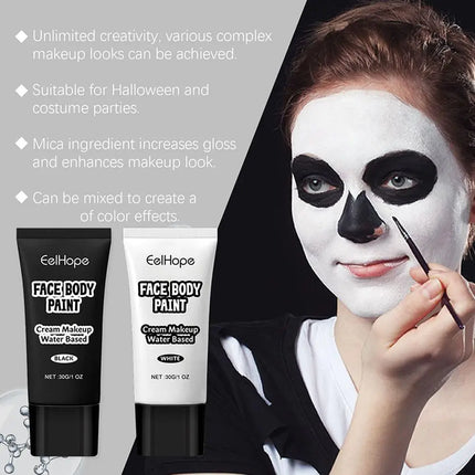 Halloween Black And White Makeup Foundation Cream Concealer White Halloween Zombie Cosplay Face Make-Up 1set Cream Face H4V0