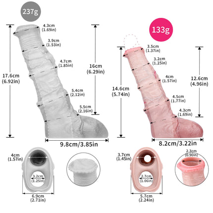 FAAK 14 styles Silicone Fantasy Horse Hollow Dildo Dog Large Knot Nude Penis Sleeve Size S M L Cock Enlarger Sex Toys For Men