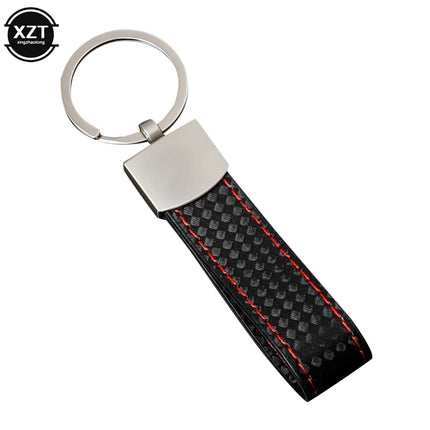 Fashion Black-red Leather Car Keychain Key Ring For Audi Sline RS VW R M AMG Rline GTI 3-color sports Key Chain Pendant