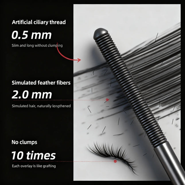Thick and Fine Steel Tube Mascara Base Cream, Waterproof and Curling, Natural and Non-diffusing, Long-lasting Styling Mascara