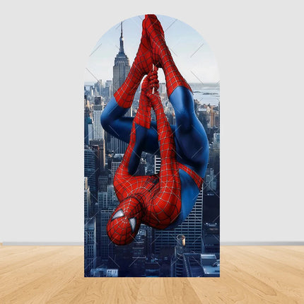 Spider Man Arch Backdrop Cover Web Pattern Design For Boys Birthday Party Superhero Theme Photo Booth Background Decor Prop