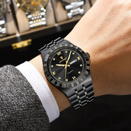 POEDAGAR Business Men's Watches Waterproof Luminous Week Date Fashion Men's Wristwatch Stainless Steel Quartz Watch For Men Reloj