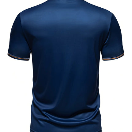 Men's Fashion Simple Letter Printed Color Blocked Short Sleeve Button Collar Polo Shirt Summer Daily Golf Polo Shirt