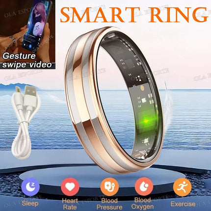 2026 Ultra-Narrow Smart Ring Wireless BT Gesture Control Heart Rate Blood Pressure Sports Waterproof Health Smartring Men Women