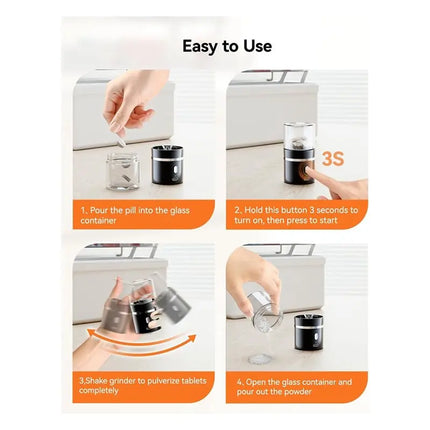 【TODAY ONLY】Portable Cordless Electric Pill Crusher-Fine Powder Grinding Function-Easy To Carry For Travel Crush