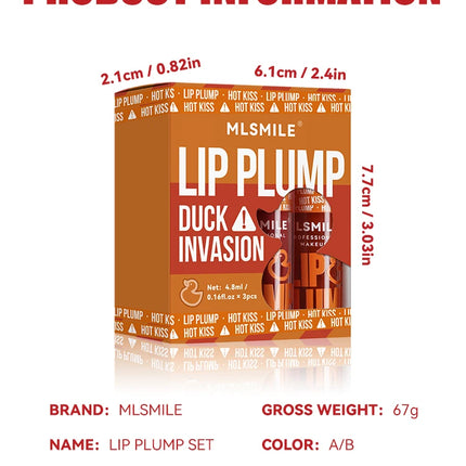 MLSMILE Duck Lip Plump Lip Oil Moisturizing Lip Gloss Mirror Water nature long-lasting Gloss Gloss Pearl Lip Glaze Set