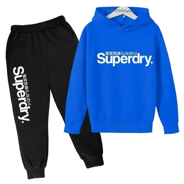 Printemps automne pull à capuche enfants tenues enfants loisirs lettre imprimer 2 pièces sweat à capuche + pantalon survêtements
