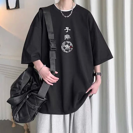 [size M-8XL] Men's Oversize T-shirt New Chinese Style Print Loose Cotton Short Sleeve T-shirt For Men And Women