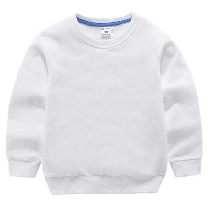 Autumn Solid Color Clothes 2-10Years Children's Hoodies Sweatshirts Girl Kids White Tshirt Cotton Pullover Tops for Baby Boys