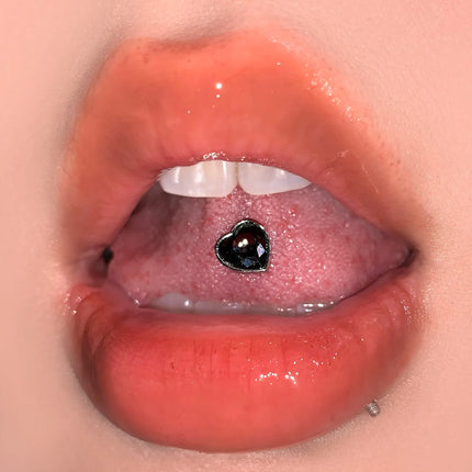 Trendy Four-color Tongue Puncture Nail Punk Hip-hop Rock Body Jewelry Spicy Girl Titanium Cool Steel Red Heart Tongue Piercing