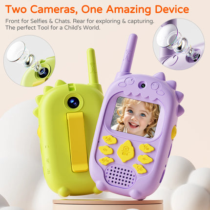 2PCS Video Kids Walkie Talkie Toy with Display 2.0'' Screen Dual Camera Two Way Receiver Electronic Interphone for Children Gift