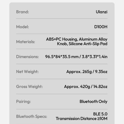Ulanzi D100H Dial Creative Controller for Video&Photo Editing Dial&RGB Keypad Controller for Light System for Intelligent Studio