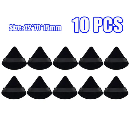 1-60pcs Triangle Velvet Powder Puff Soft Washable Sponge Black Pink Cosmetic Puffs Loose Powder Facial Beauty Makeup Accessories