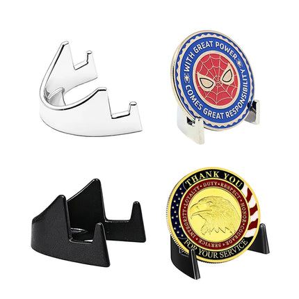 1Pcs Small Metal Display Stand Commemorative Challenge Coin Holder Souvenir Coin Badge Medal Card Display Rack Bracket