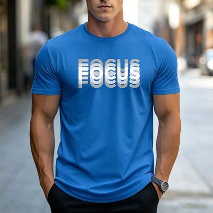 Gradient letter printed T-shirt, fashionable round neck short sleeved top, urban casual men's daily commuting short sleeved shir