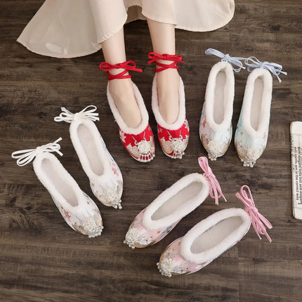 Chasing Moon Hot Sale Of The Season New Style Ming Dynasty Hanfu Shoes National Style Upturned Head Cotton Shoes Ancient Wedding