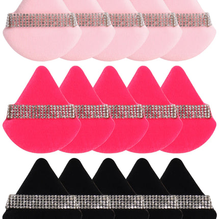3 件套 Diamond Triangle Powder Puff Face Makeup Tool Sponge Velvet Soft Smooth Facial Beauty Makeup Sponge Cosmetics Accessories