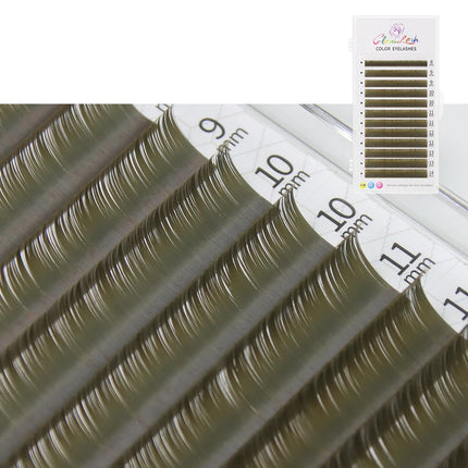 GLAMLASH Colored Lashes Lake Blue/Lavender/Cinnamon/Dark Green/Matcha Grey Individual Natural False Colorful Eyelash Extension