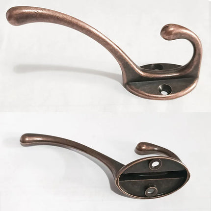 5pcs Heavy Duty Metal Hooks Wall Mounted Retro Double Hooks Utility Antique Hooks For Coat, Scarf, Bag, Towel, Key, Scarf, Hat