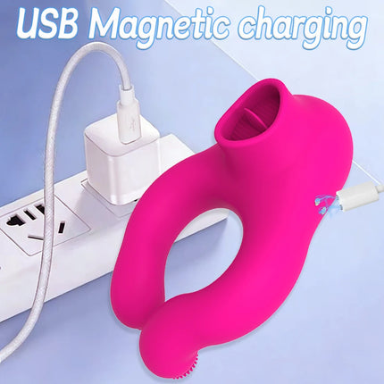 Unisex Vibrator Male Penis Ring Tongue Licking Sex Toy 3 Motor Vagina Masturbator G-spot Clitoris Stimulator Sex Toys for Couple